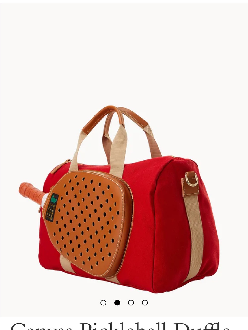 Dooney & Bourke Red Canvas Pickleball Duffel with Tan Leather Pouch - Picture 2 of 4